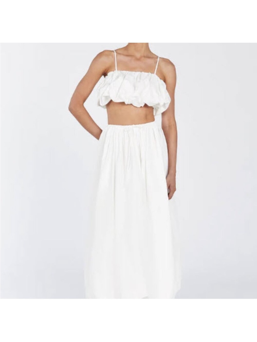 DISSH White Elastic-Waist Maxi Skirt